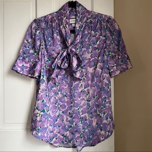 J.Crew purple floral top, size XS